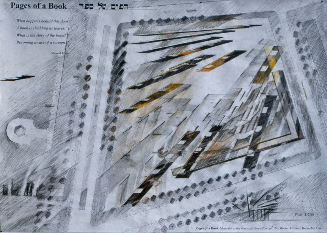   Strony Księgi — pomnik Holokaustu, Berlin, proj.: Zvi Hecker, 1997 
