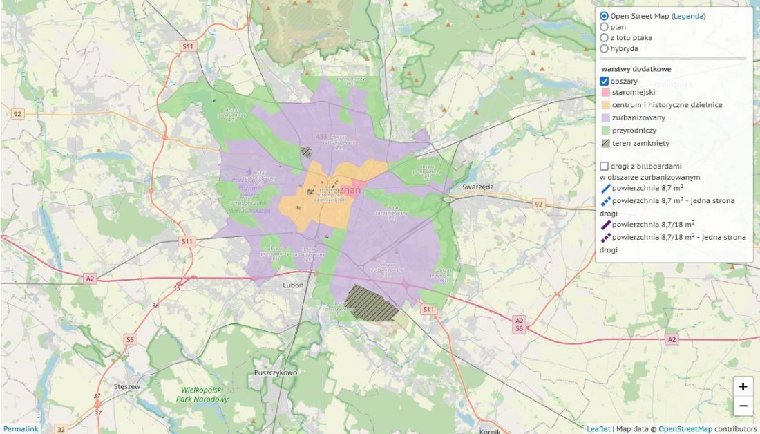 Uchwała krajobrazowa dla Poznanai - podział na strefy