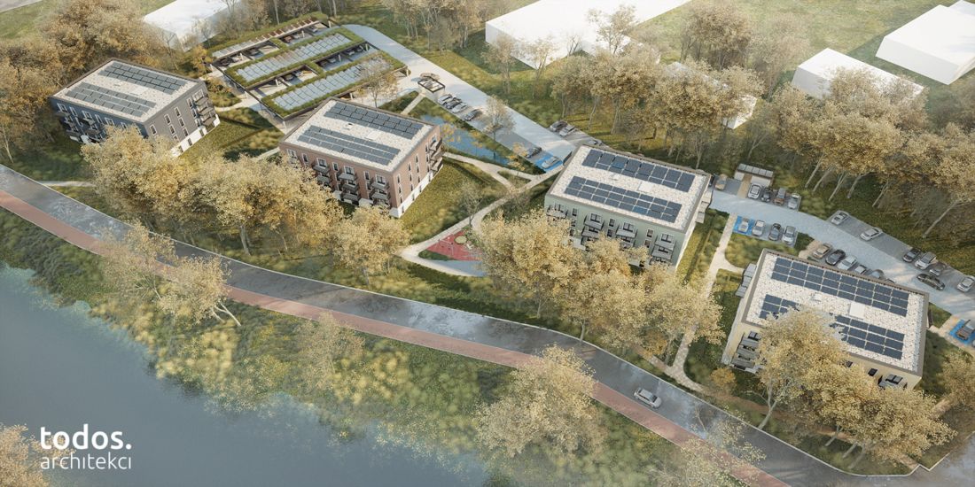 osiedle nad rzeką Prosną w Kaliszu zostało zaprojektowane w duchu „projektowania biofilnego” i ma wyznaczać kierunek przemian w architekturze miasta