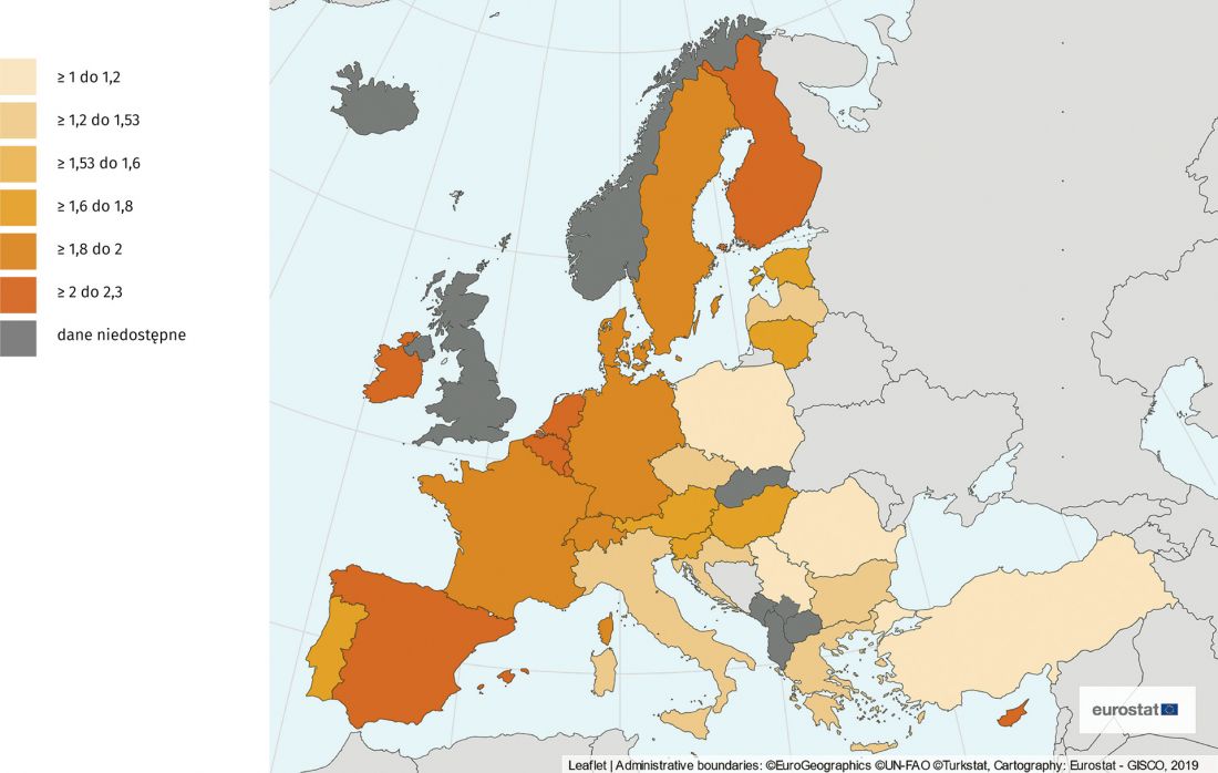 statystyka Eurostat — ilość pokoi na osobę w Europie