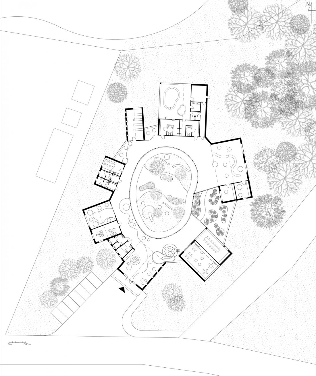 Hospicjum, aksonometria