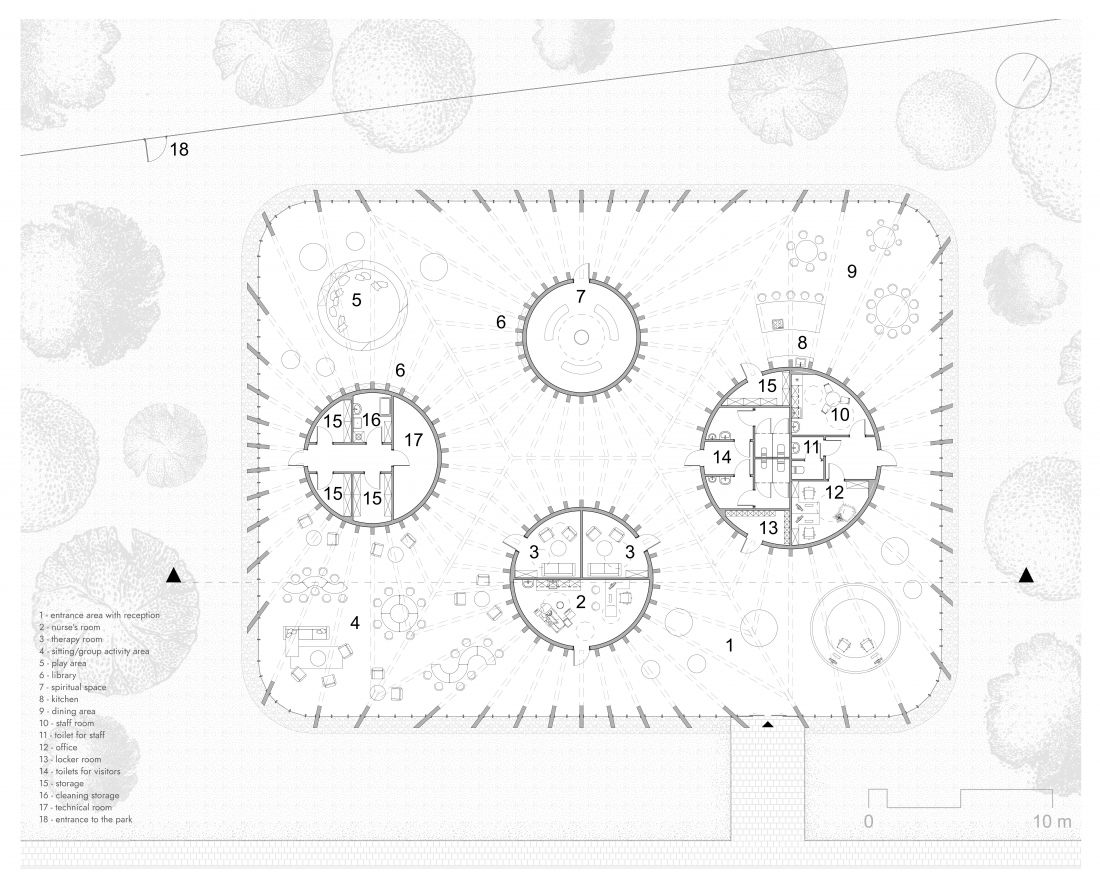 Hospicjum dla dzieci w Szczecinie, rzut parteru