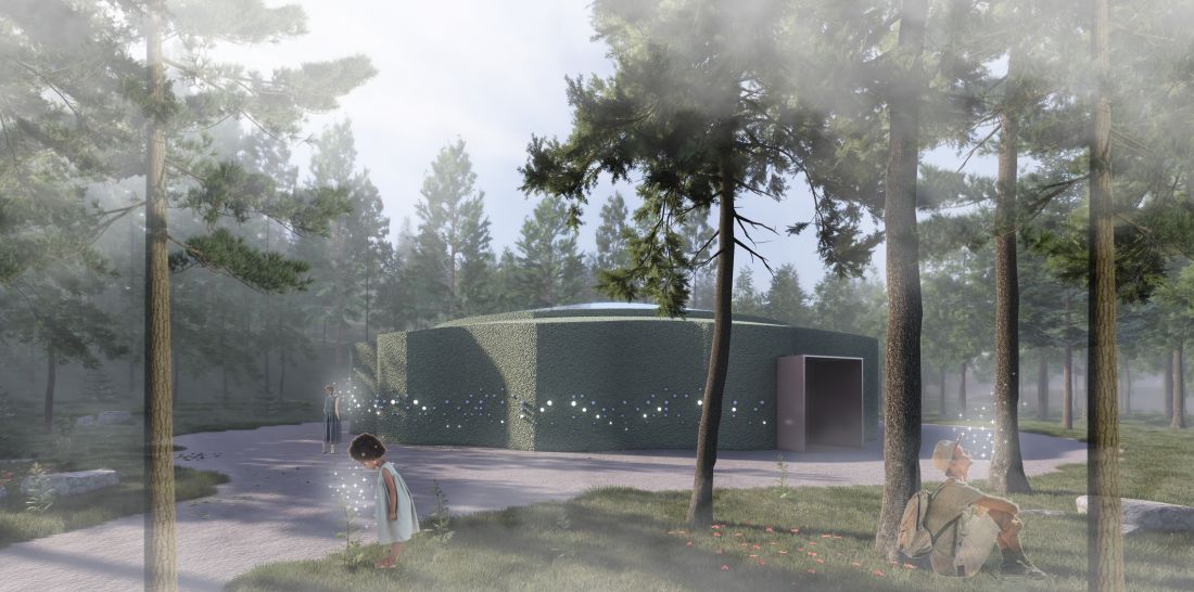 Budynek terapeutyczny z elewacją z mchu
