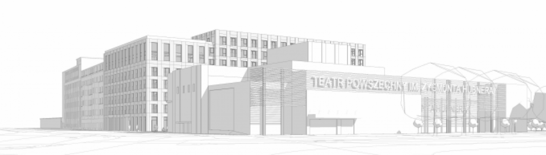 Widok od strony Teatru Powszechnego