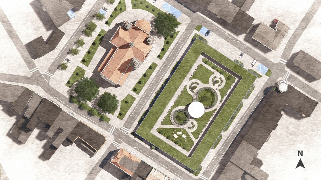 Widok z góry na plac Piastowski w Bydgoszczy