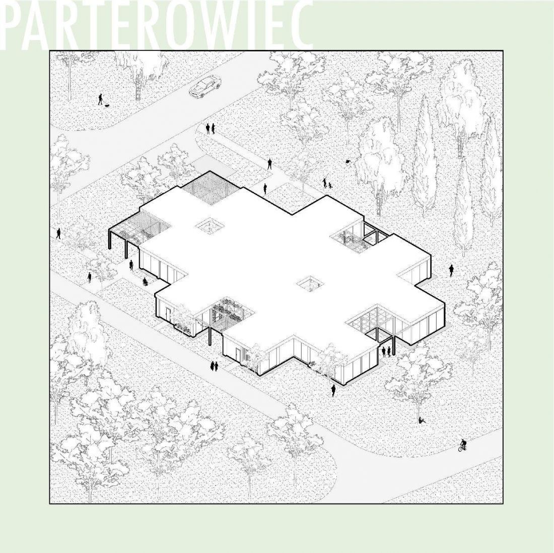 Parterowiec, aksonometria