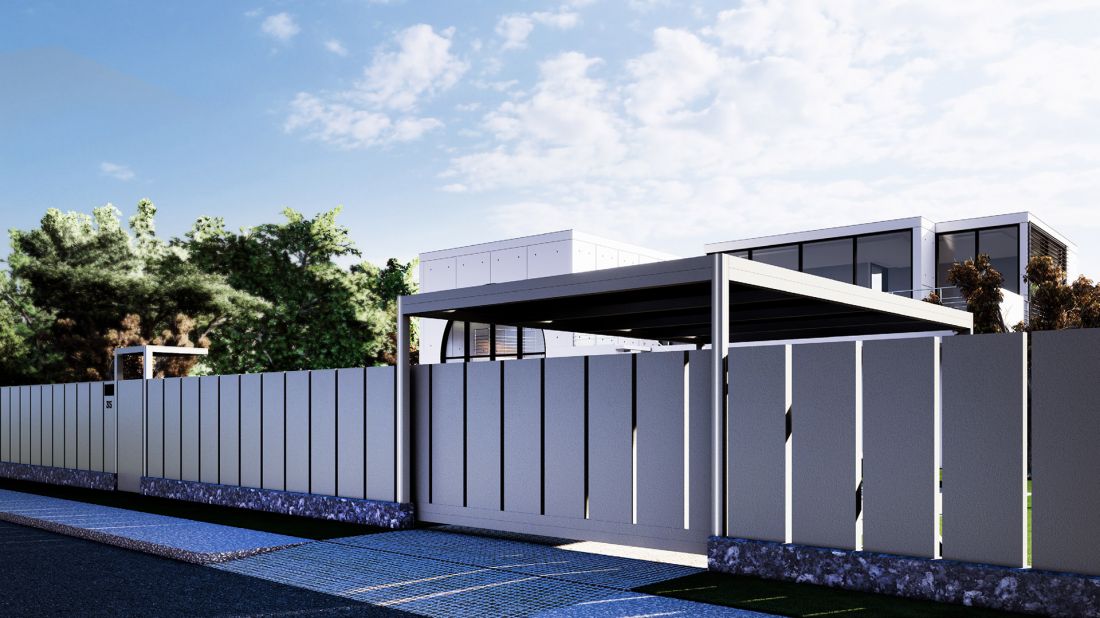 Ogrodzenie horizontal PV – aluminiowe lamele zintegrowane z panelami fotowoltaicznymi
