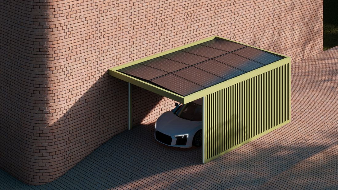 Carport ePark – aluminiowe zadaszenie z panelami Rodzina ogrodzeń Enovio - 12 różnych modeli o różnych wzorach fotowoltaicznymi o łącznej mocy ponad 4 kW