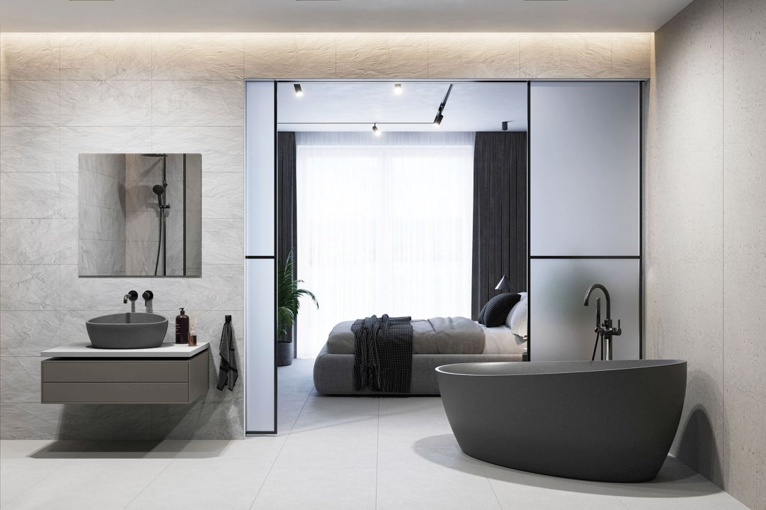 Luxum, wyposażenie łazienkowe z ultralekkiej masy betonowej BATHCREATE Luxum™ na wymia