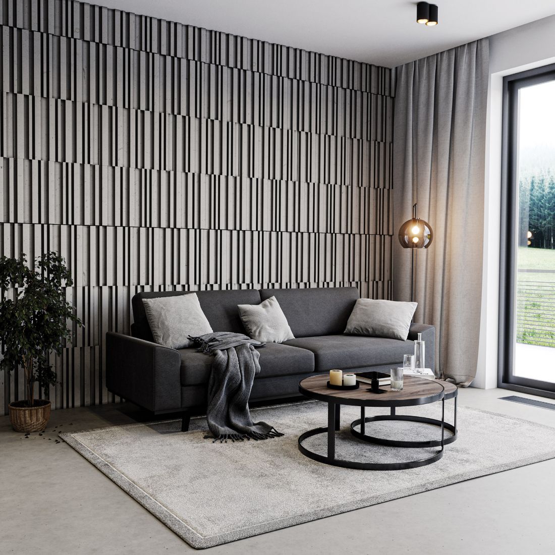 Luxum, panele ścienne z ryflowanego betonu architektonicznego Tonale
