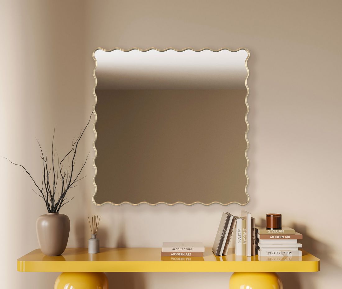  Lustro dekoracyjne w złotej ramie BISCUIT SQUARE FRAMED