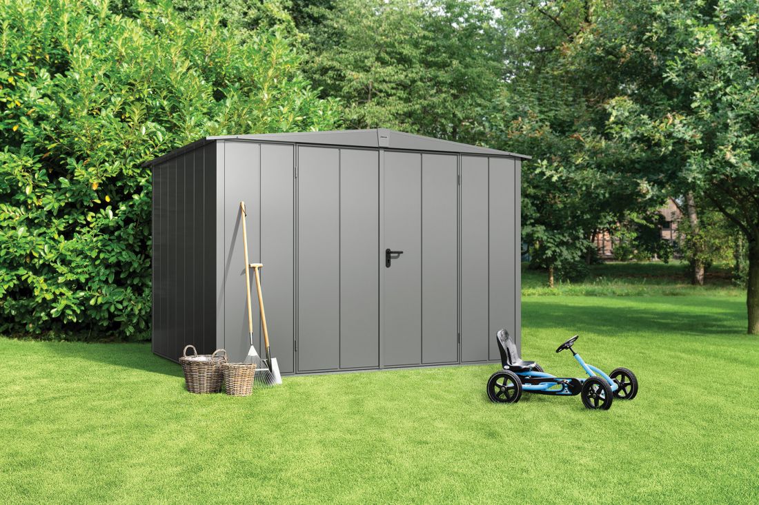 Domek ogrodowy Modern z dachem dwuspadowym, kolor RAL 9007