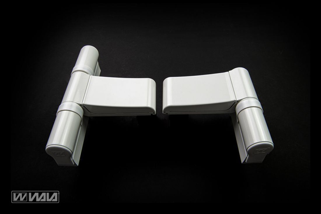 Zawiasy PCV EXL 2 i 3 skrzydełkowy RAL9016 - EXL hinges 2 and 3 wing RAL9016