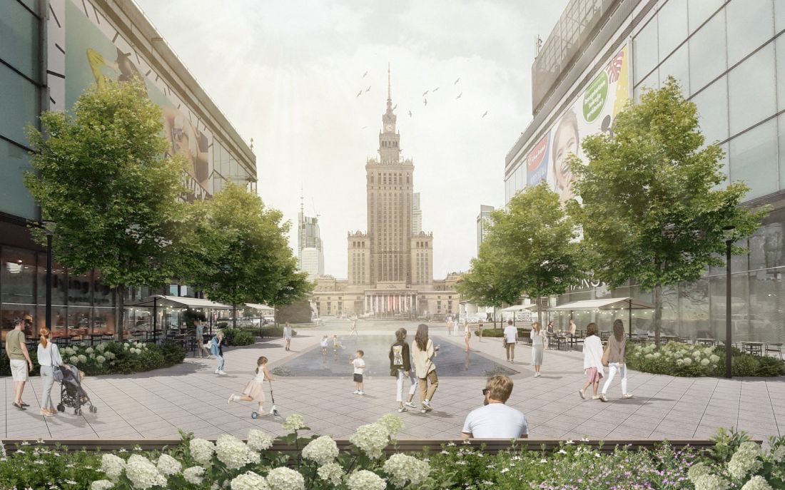 Fontanna między Domami Towarowymi Centrum w miejscu tunelu