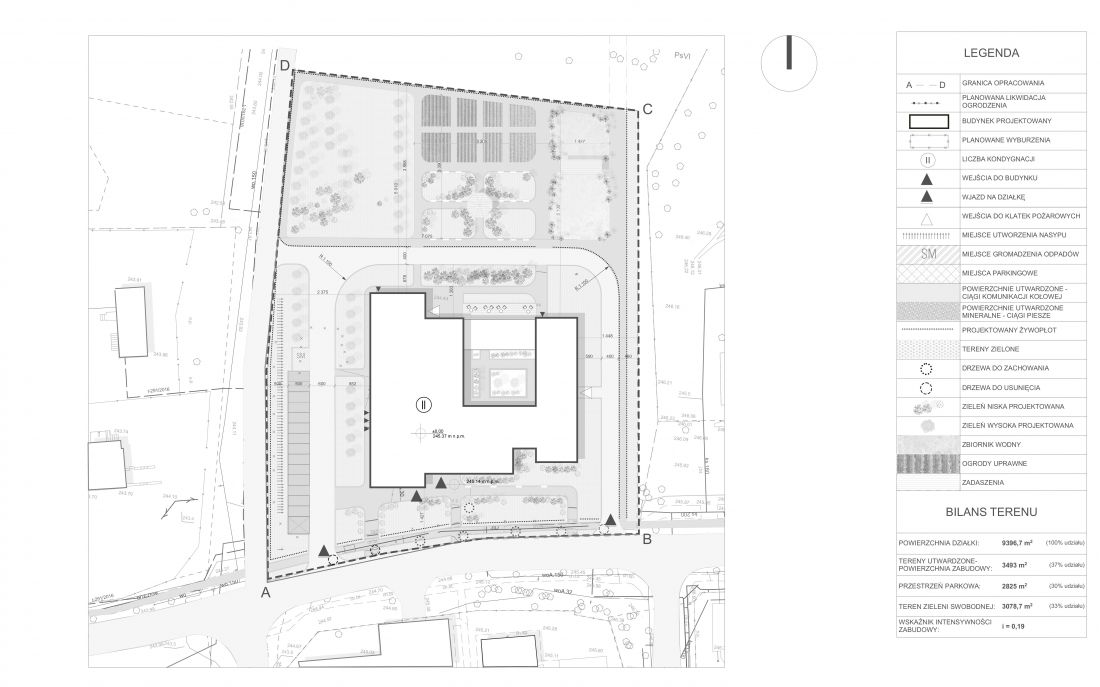Dom Seniora w Łodzi, plan zagospodarowania terenu