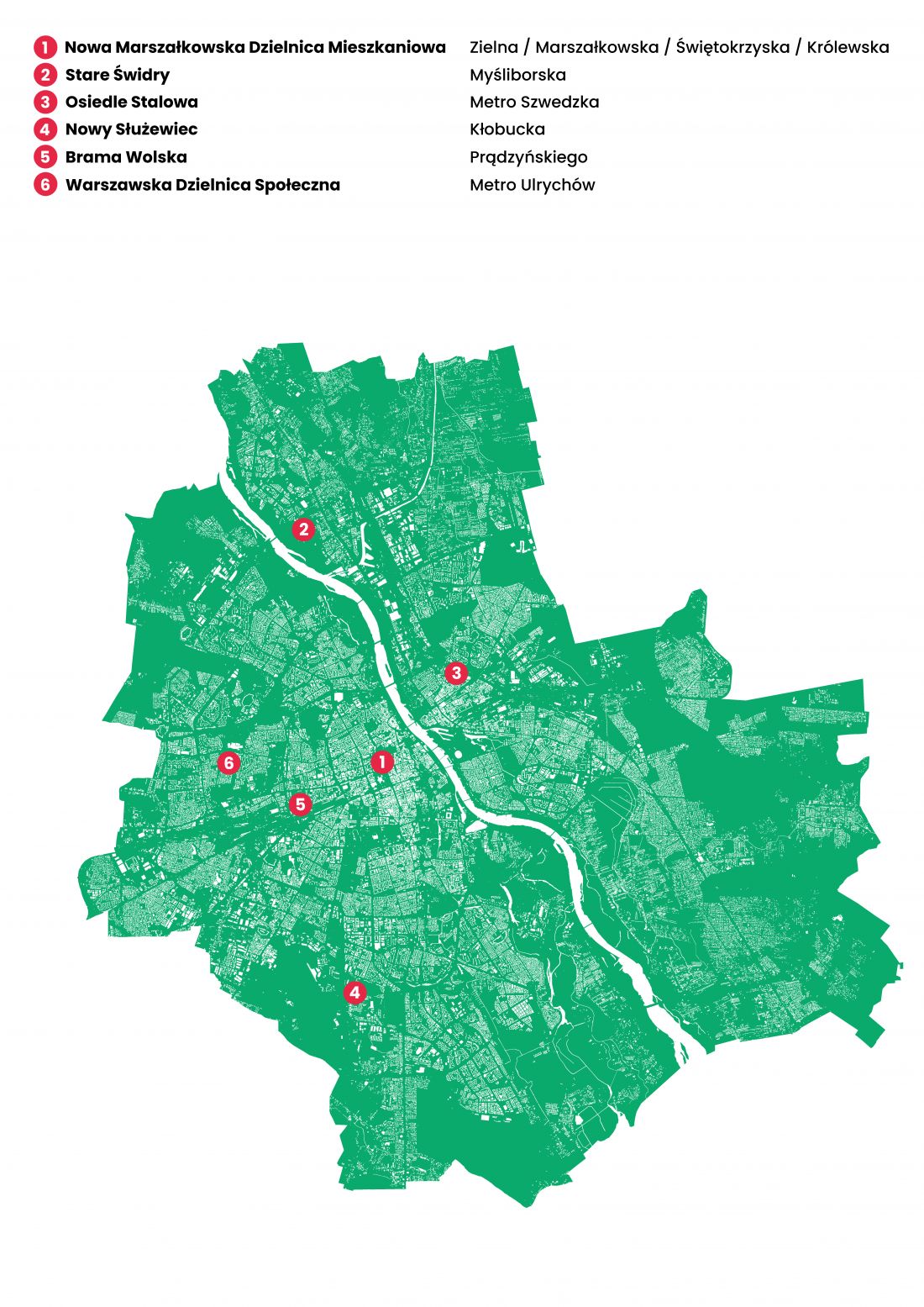 Mieszkania Warszawskie, potencjalne lokalizacje projektów