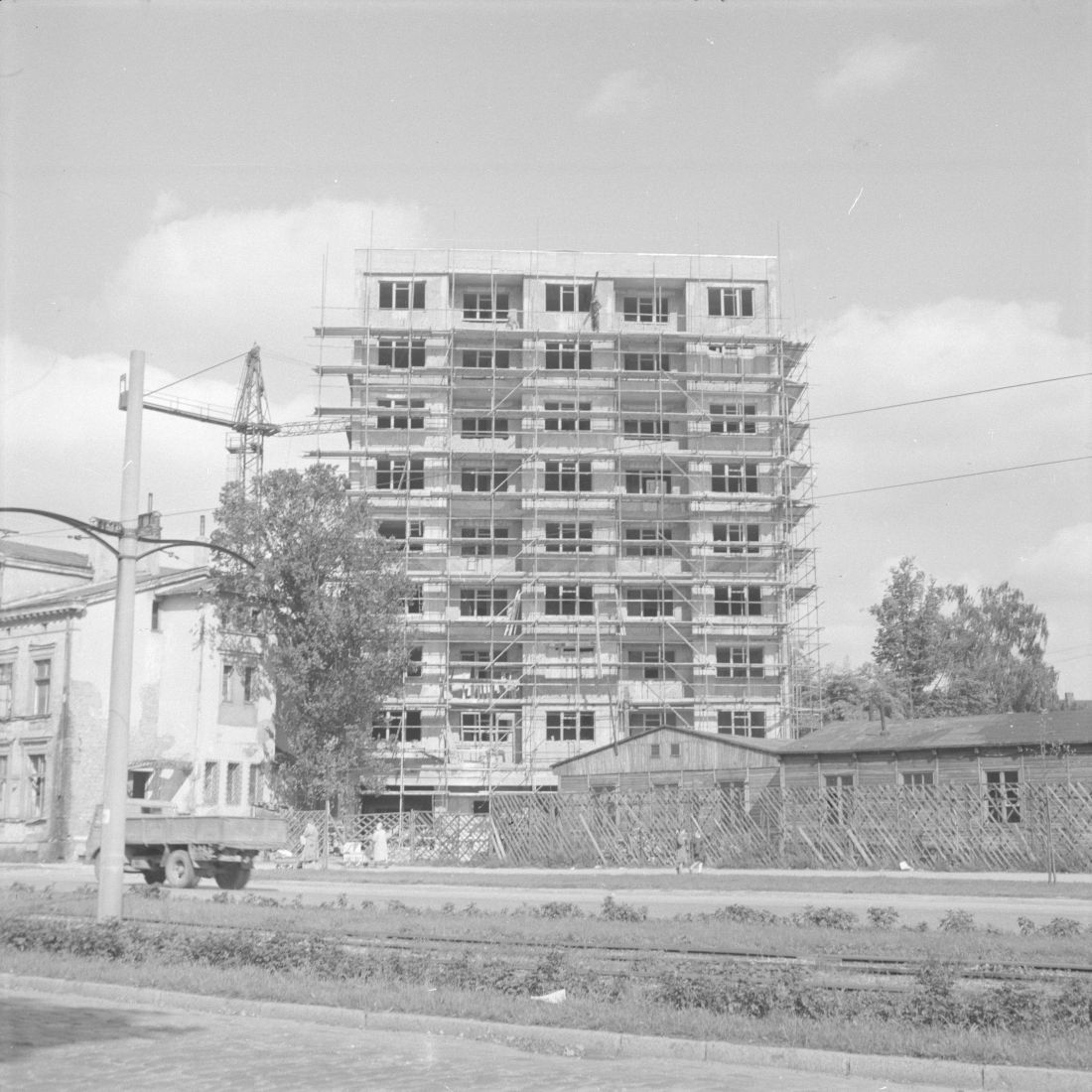 Budowa Punktowców pomiędzy ul. Lendziona a Klonową, 1959-1960