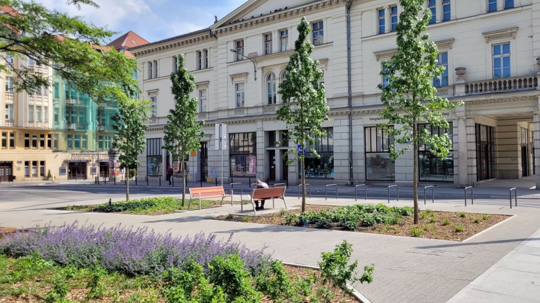 skwer u zbiegu ul. 3 Maja i 27 Grudnia w miejscu po przeskalowanej jezdni
