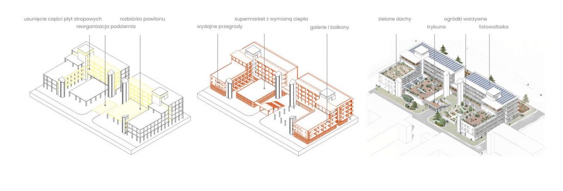 aksonometrie, wyburzenia i projekt