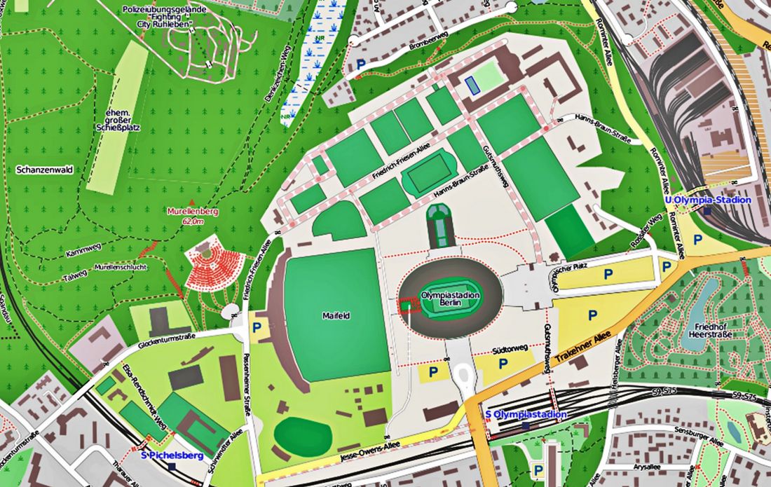 Mapa okolicy Stadionu Olimpijskiego w Berlinie