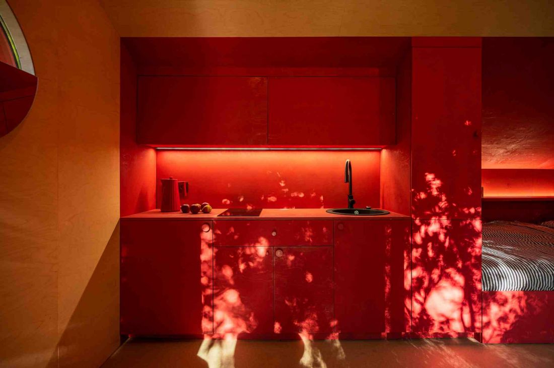 Dom koloru na ogródku działkowym od NOKE Architects