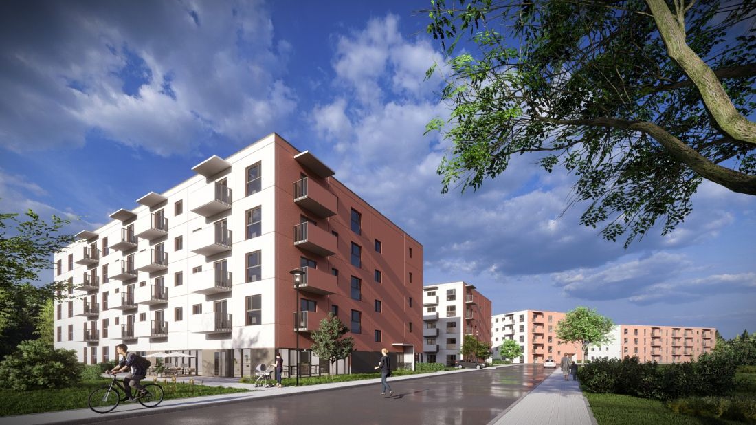 domy komunalne przy ul. jarzębowej w Poznaniu, wizualizacja, proj. LEKKO Architekci