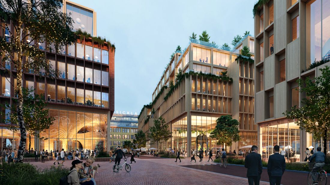 wizualizacja Wood City w Sztokholmie w Szwecji, proj.: Henning Larsen
