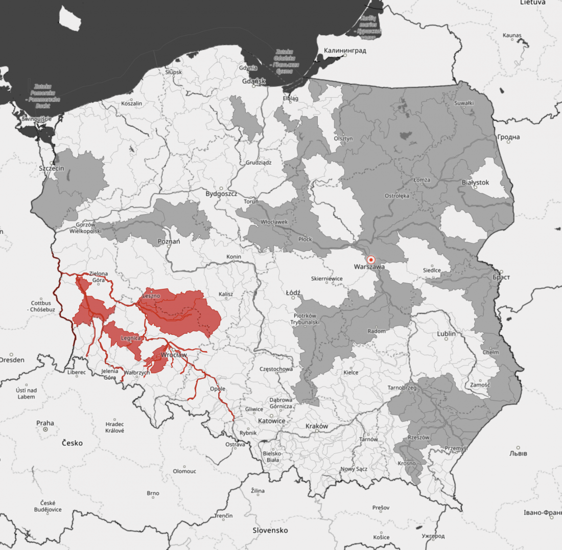 Mapa meteo MGW - ostrzeżenia hydro