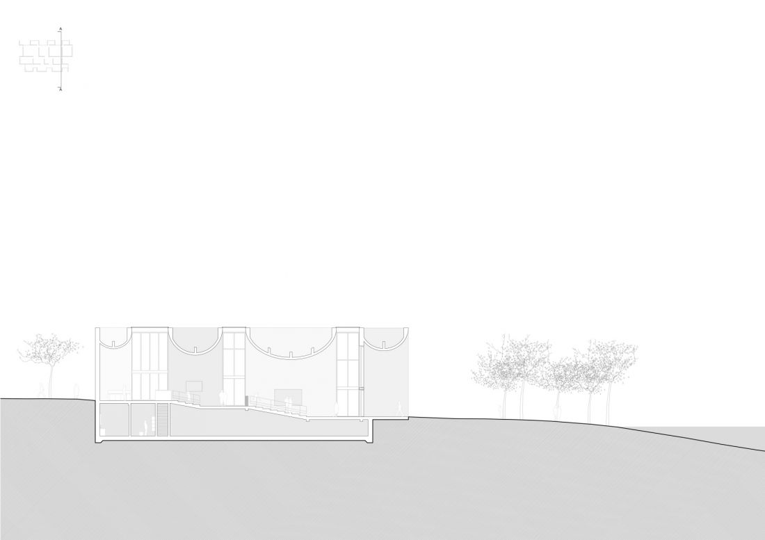 Galeria Ginkgo - przekrój poprzeczny budynku 