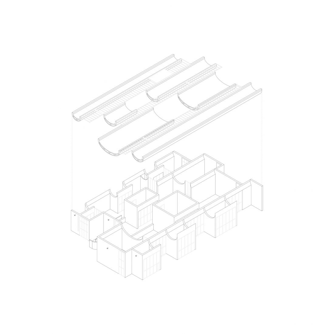 Galeria Ginkgo - aksonometria 
