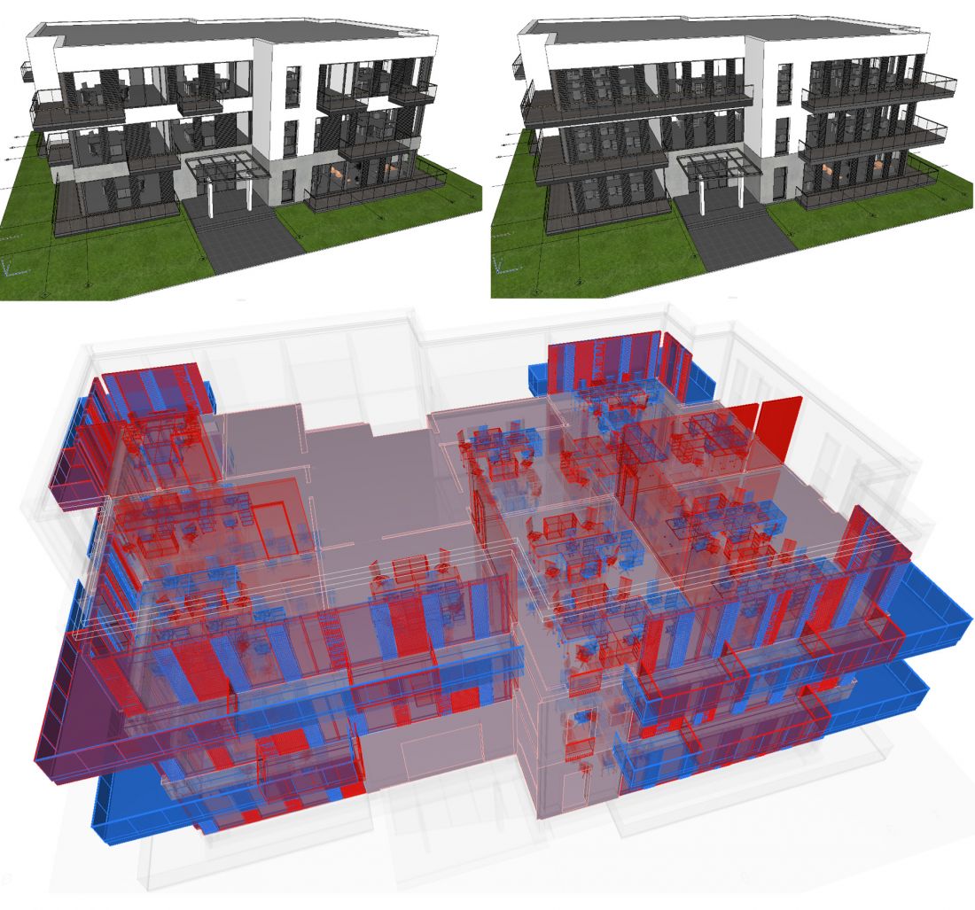 Różne wersje projektu w jednym modelu i widok ich porównania w programie Archicad 28