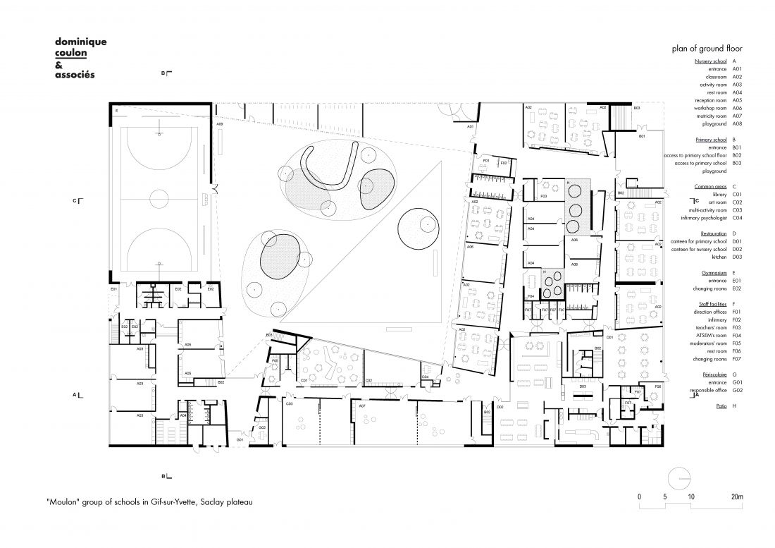Architektoniczny plan parteru grupy szkół „Moulon”