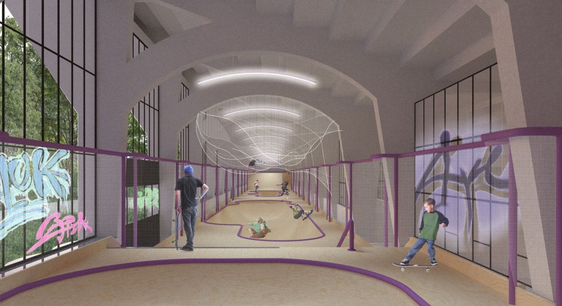 wizualizacja wnętrza skateparku