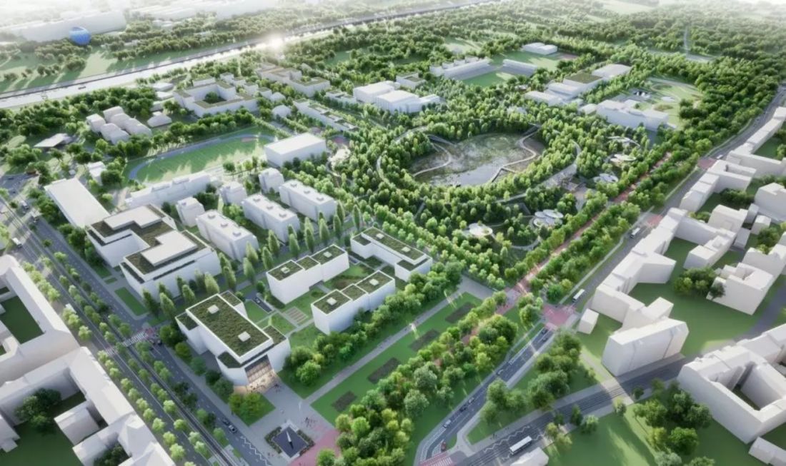 koncepcja zagospodarowania terenu dawnego stadionu i jego okolic, I nagroda w konkursie z 2023 r., proj.: Studio Fikus
