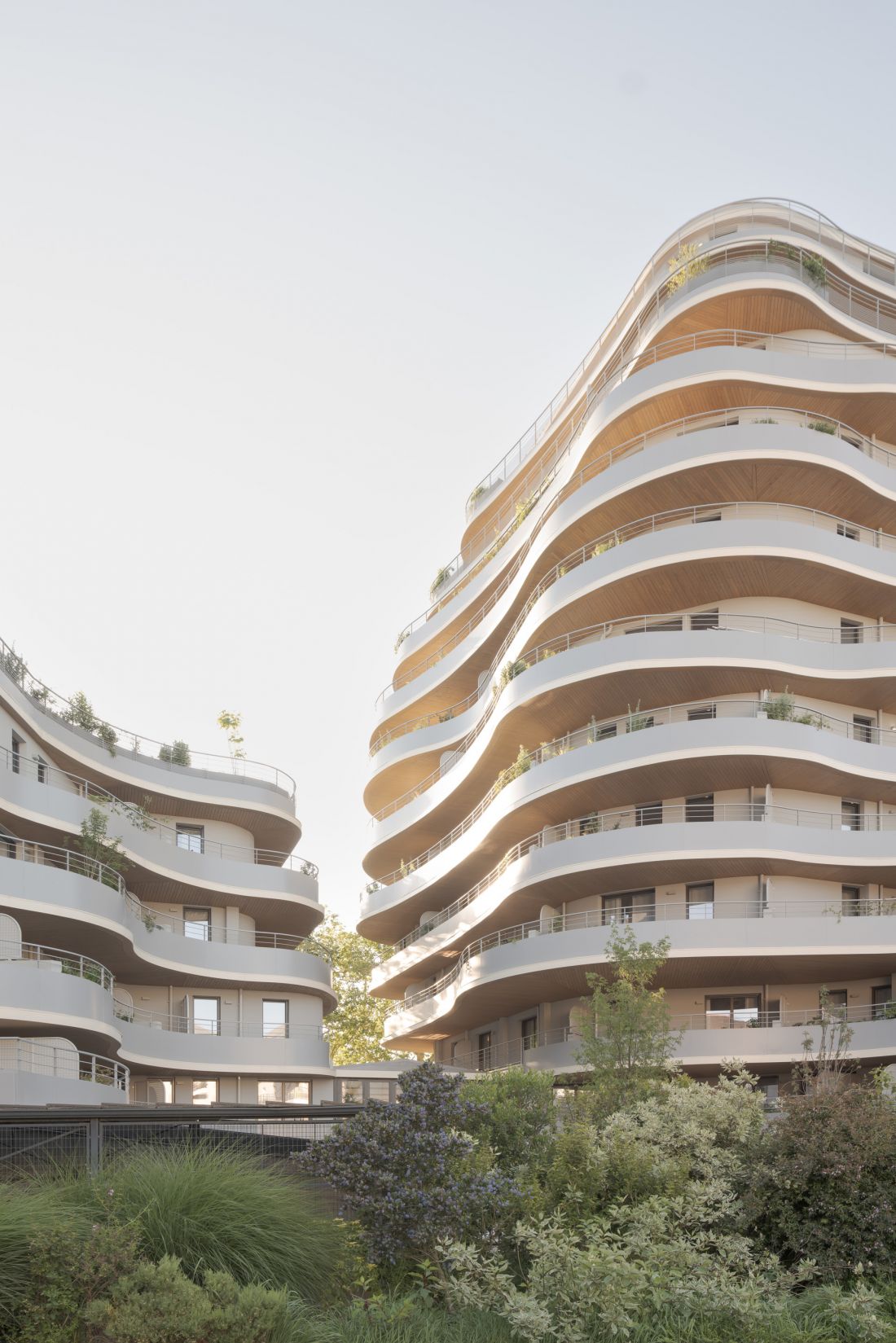 Apartamentowiec Arborescence w Angers, we Francji - widok z centralnego ogrodu