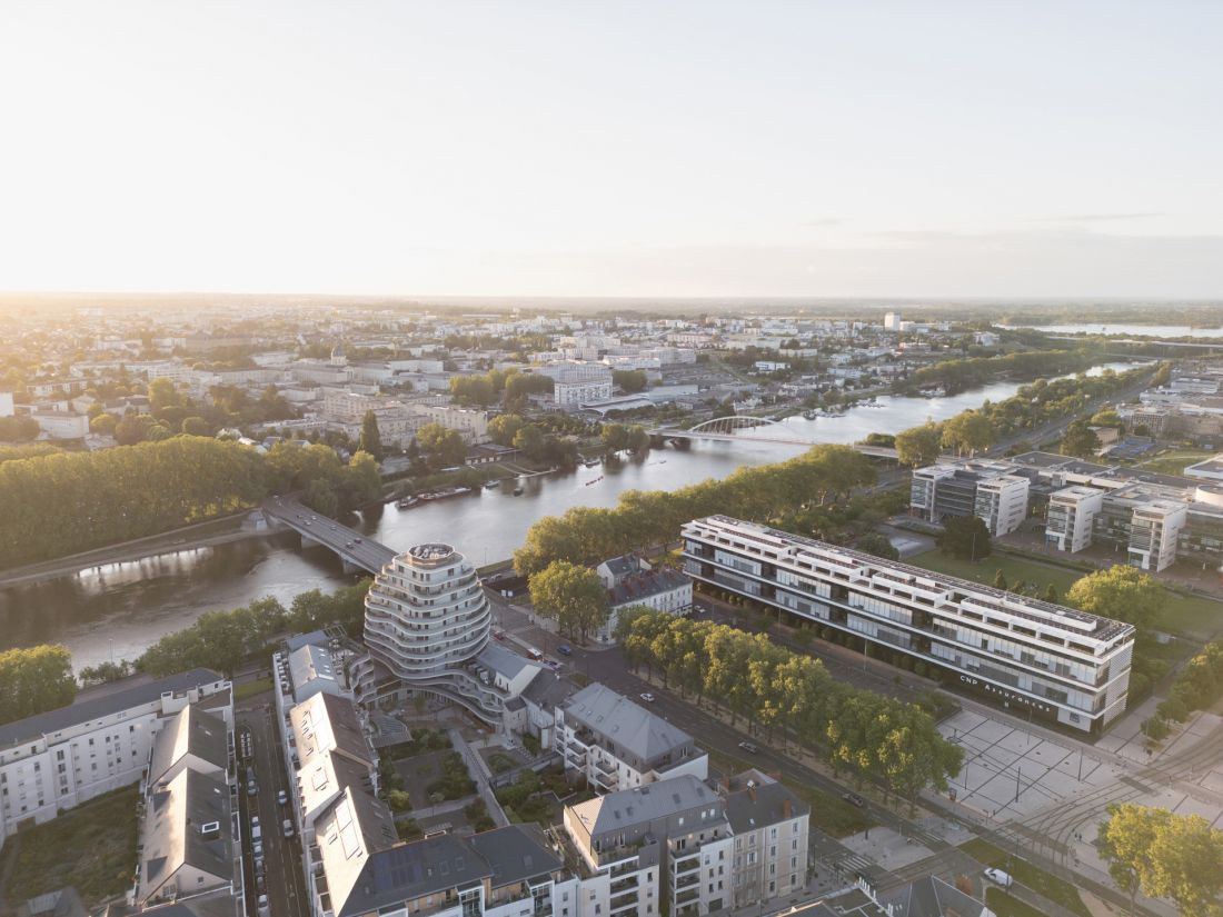 Apartamentowiec Arborescence w Angers, we Francji - widok z lotu ptaka