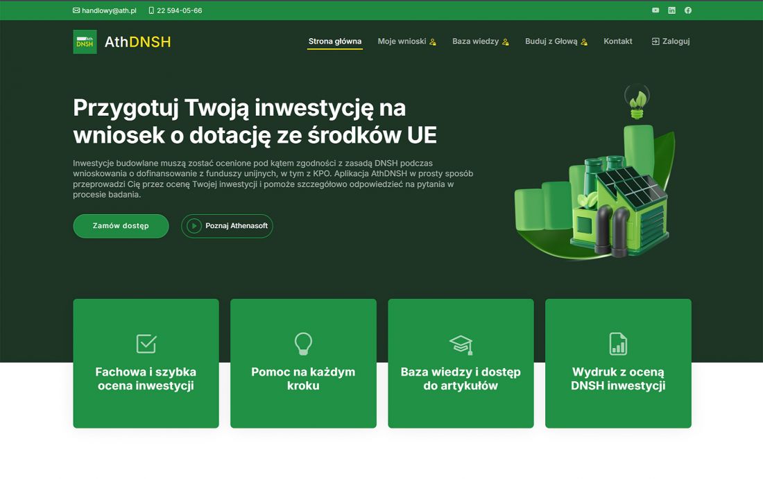 Strona aplikacji i panel logowania do konta