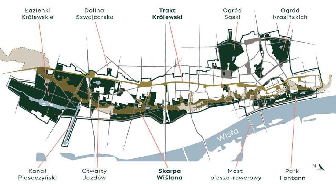 Mapa Parku Kulturowego Historyczne Centrum Warszawy 