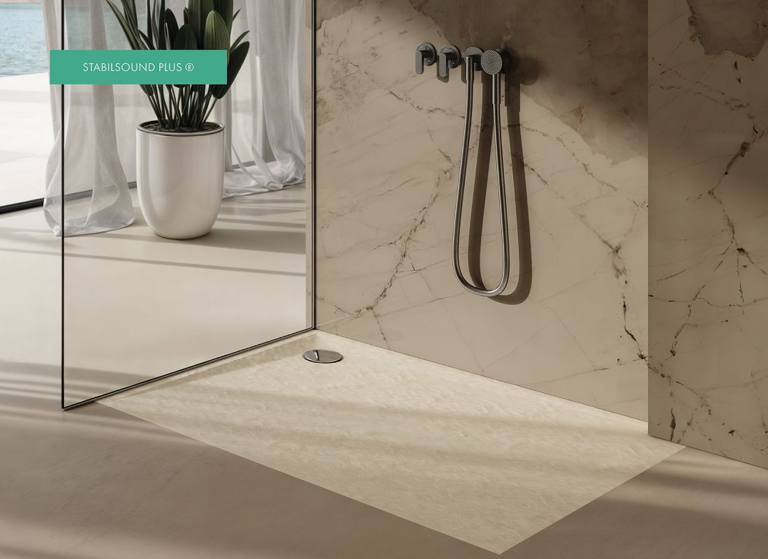 Libra Cashmere Stone – brodzik kompozytowy w technologii Stabilsound Plus®
