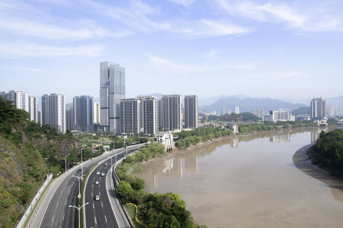 Wieżowiec Nansheng Center w Wenzhou - widok od strony południowej 