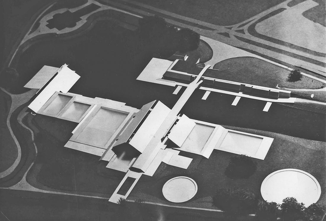 zwycięska praca konkursowa - Ośrodek Rekreacyjno-Sportowy na Cyplu Czerniakowskim w Warszawie, proj.: Marek Budzyński, Adam Kowalewski, 1967