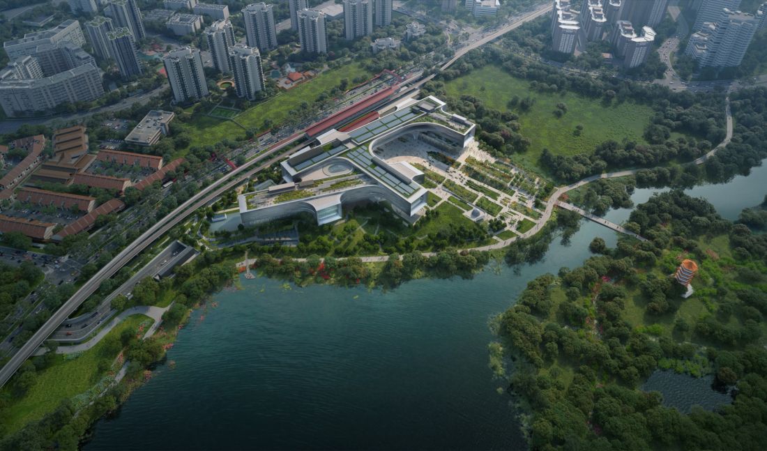 Nowe Centrum Nauki w Singapurze — projekt będzie oparty na nieregularnym planie, składając się z czterech połączonych prostokątnych brył
