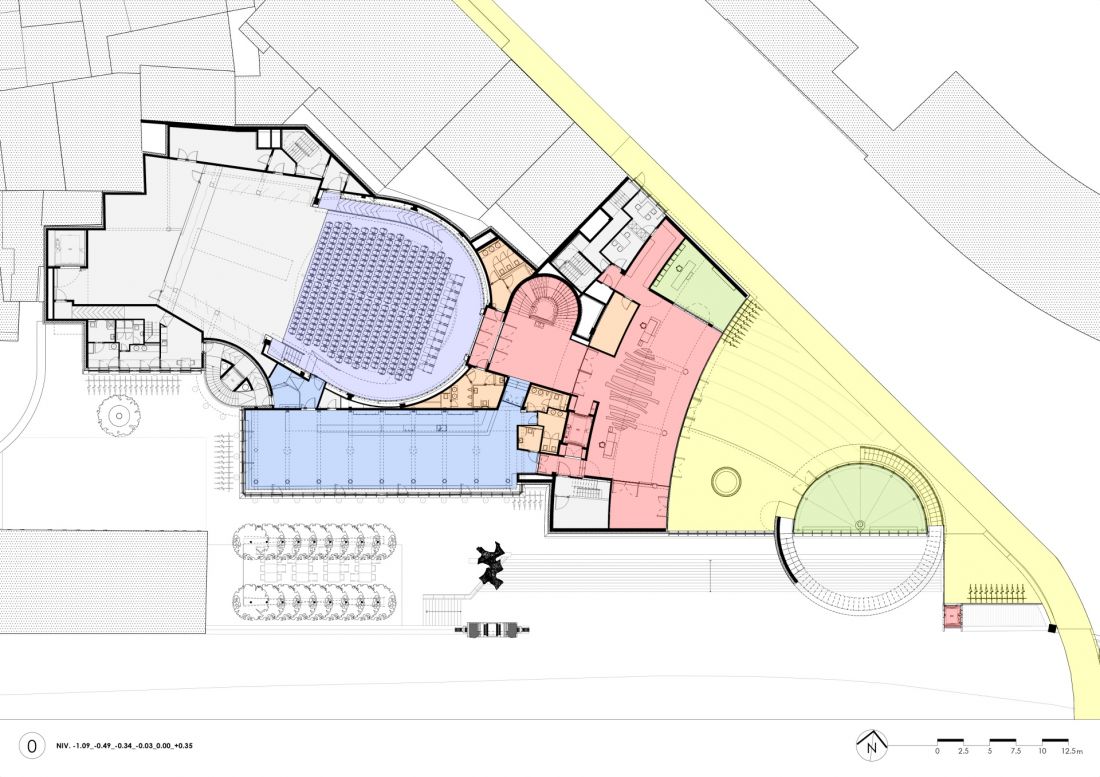 Rozbudowa centrum kulturalnego w Namur - plan parteru