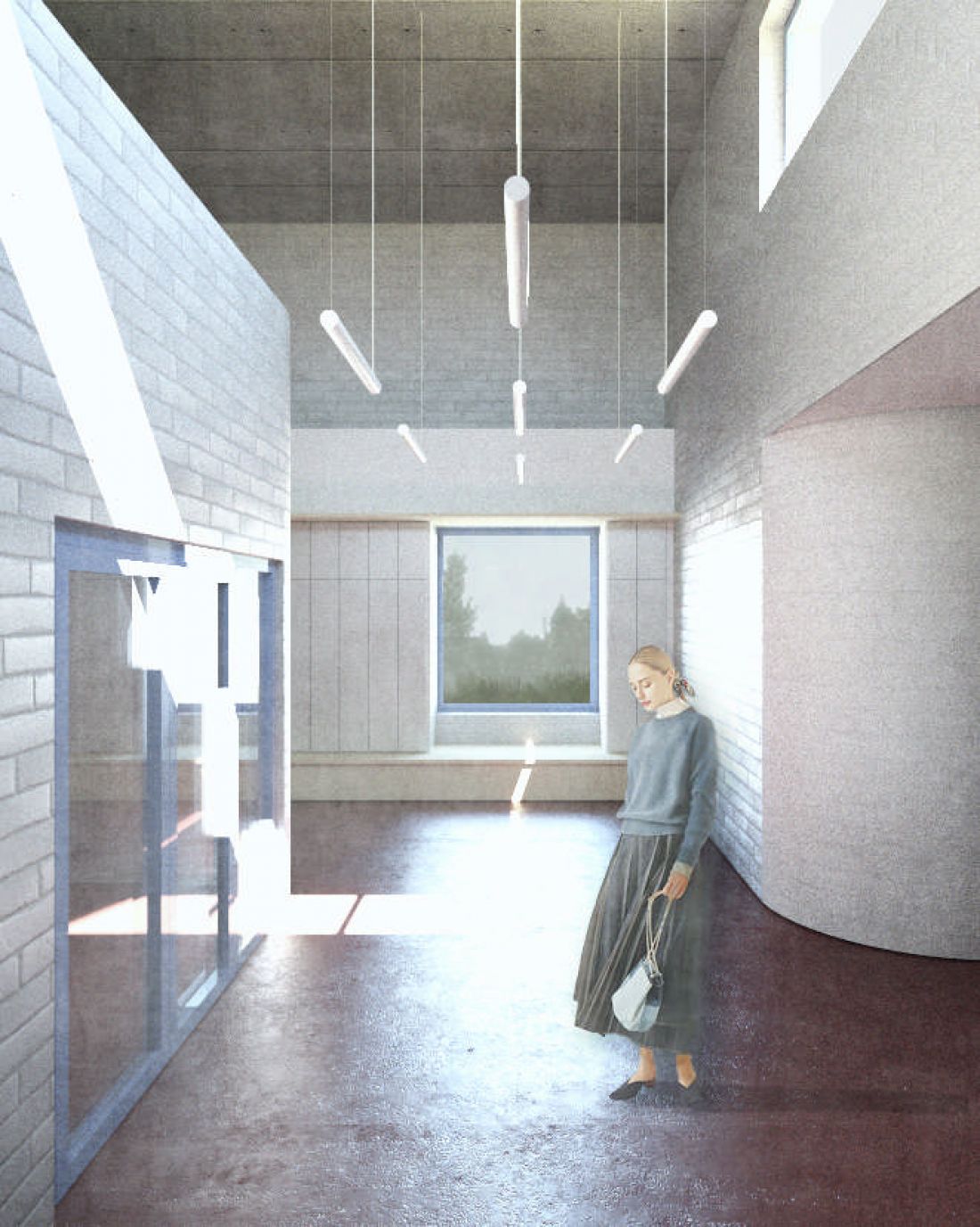 jasną, minimalistyczną bryłę architekci przełamali niebieską stolarką