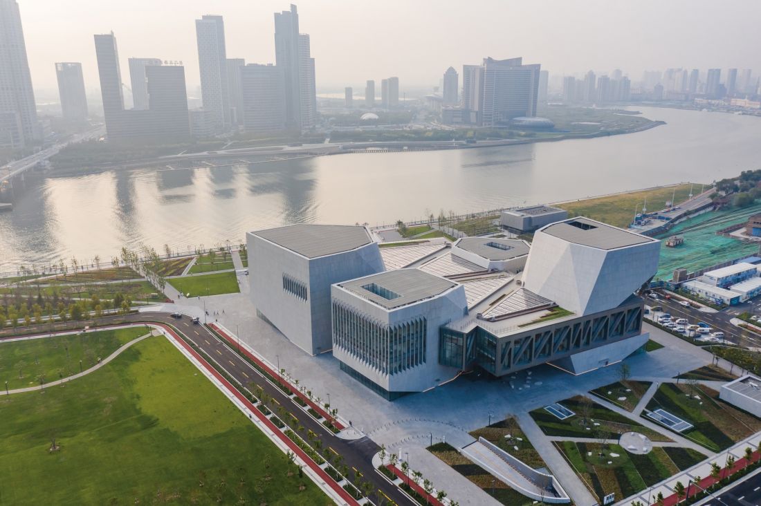 Szkoła im. Juilliard w Tianjinie - widok na bryłę z lotu ptaka