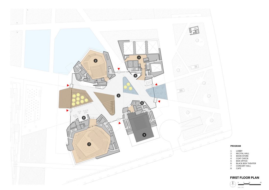 Szkoła im. Juilliard w Tianjinie - plan pierwszego pietra