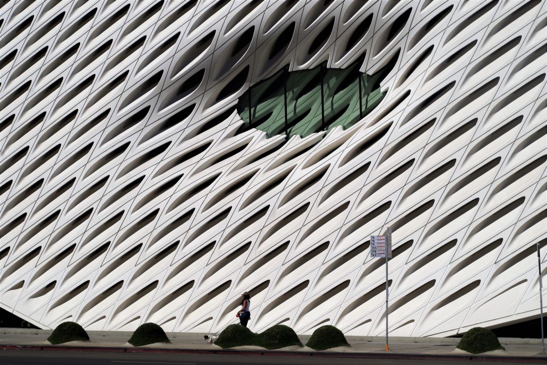 Zbliżenie na elewację muzeum The Broad w Los Angeles
