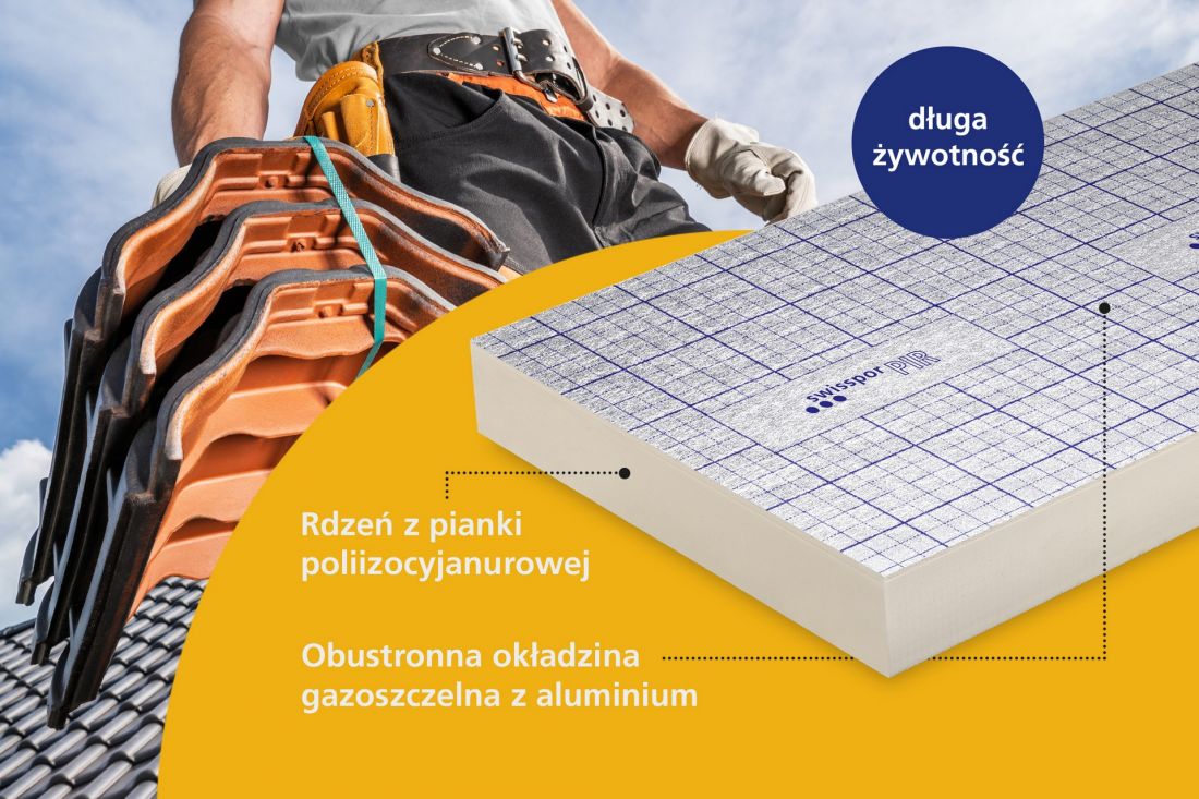 Dzięki swissporPIR Alu budynek jest bardziej energooszczędny, co przekłada się na niższe rachunki za ogrzewanie i klimatyzacje
