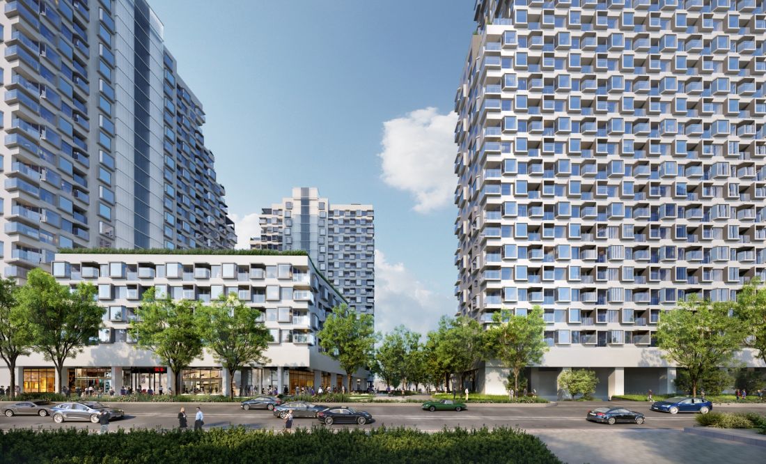 Kompleks mieszkaniowy Tencent P5 w Shenzhen - projekt zakłada 11 wież o wysokości od 57 do 100 metrów, rozmieszczonych wokół czterech dziedzińców tworzących centrum osiedla