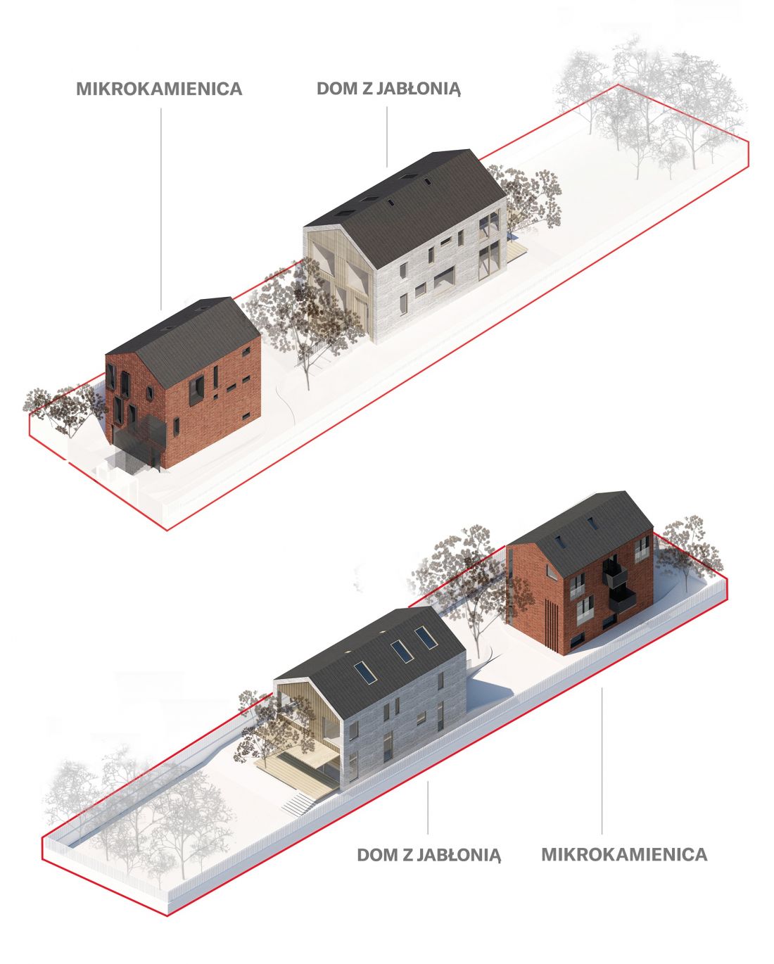 Dom z Jabłonią - aksonometria 